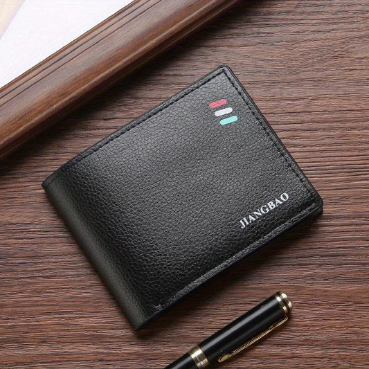 Men's Leather Short Wallet with Multiple Card Slots Large Capacity