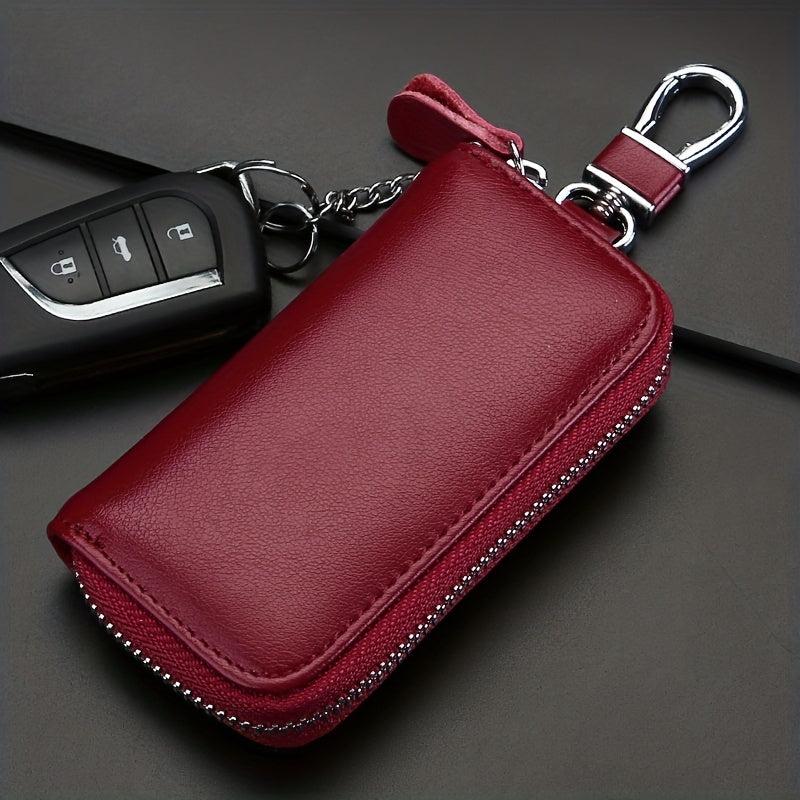 Leather Zipper Key Case Multifunction Key Box Bag