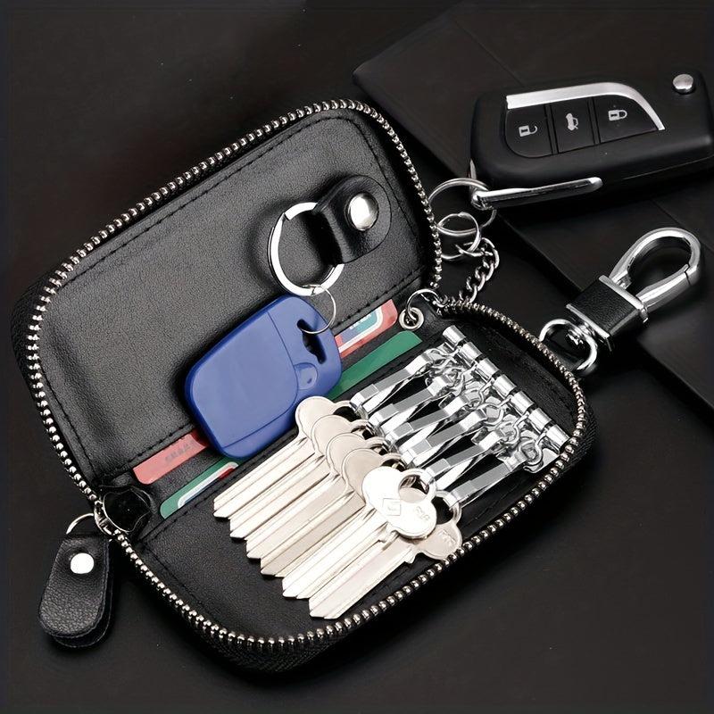 Leather Zipper Key Case Multifunction Key Box Bag