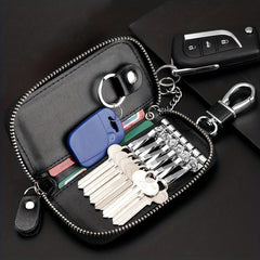 Leather Zipper Key Case Multifunction Key Box Bag