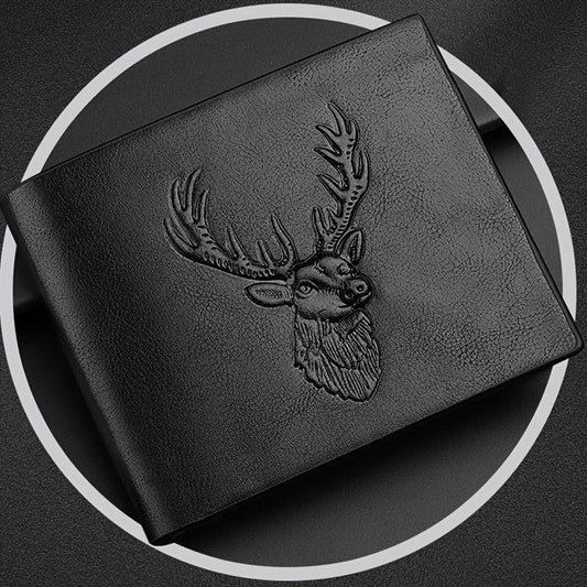 Deer Head Pattern 3D Embossed Men's Business Wallet