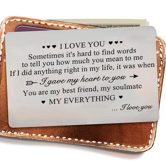 Engraved I Love You Wallet Card - Anniversary Gift For Boyfriend