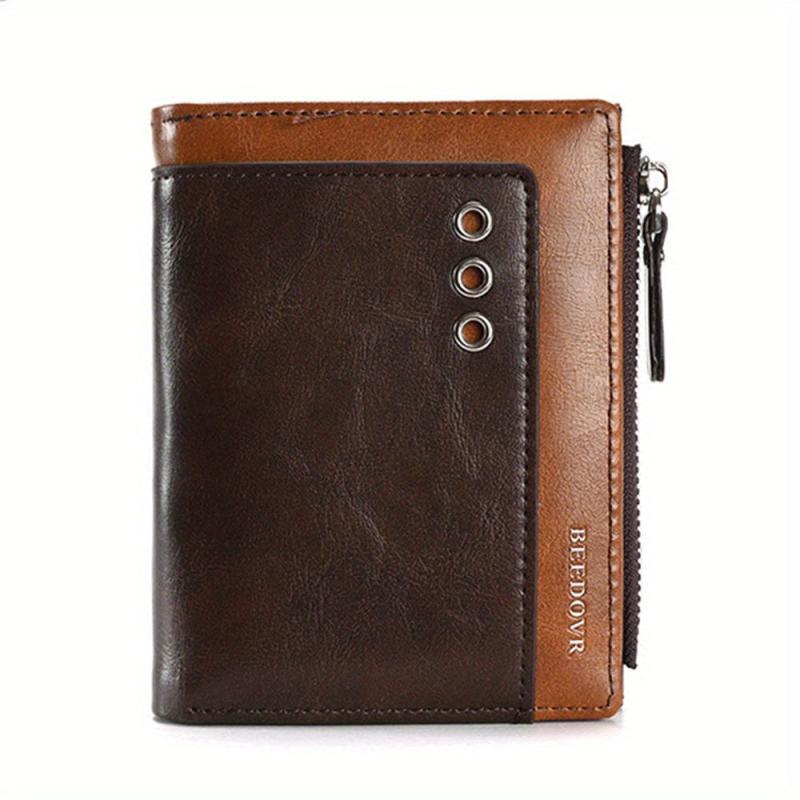 Men's RFID Anti-theft Short Wallet Leather Wallet Zipper Card Holder