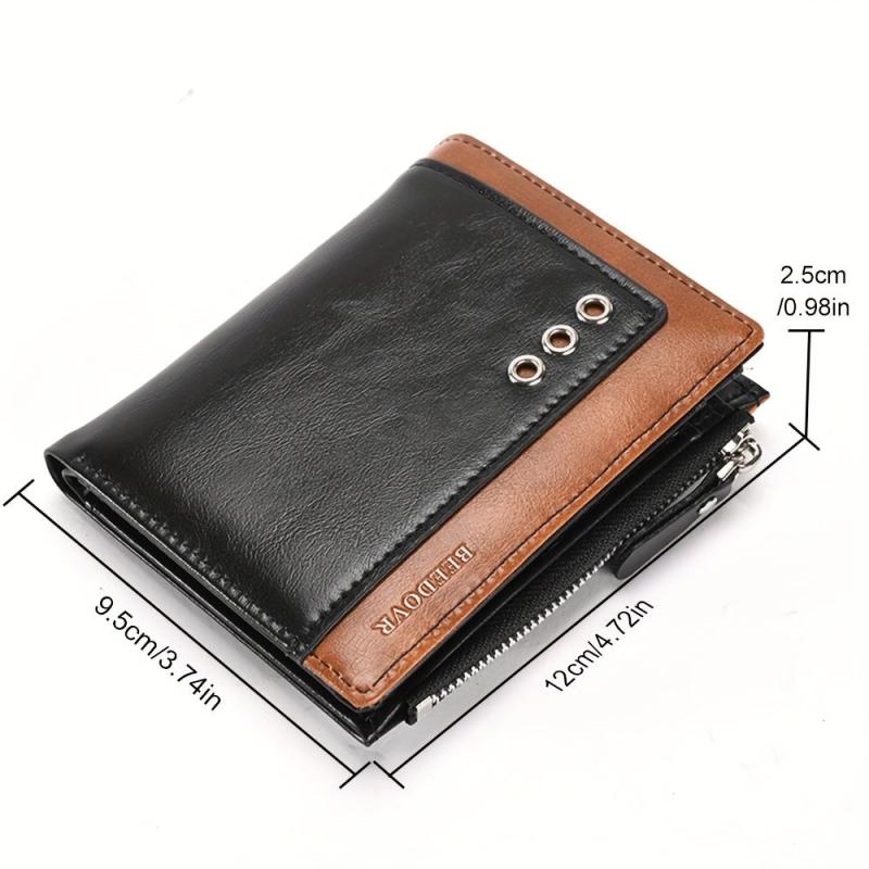 Men's RFID Anti-theft Short Wallet Leather Wallet Zipper Card Holder