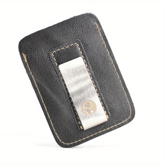 Men's Leather Wallet with Elephant Money Clip