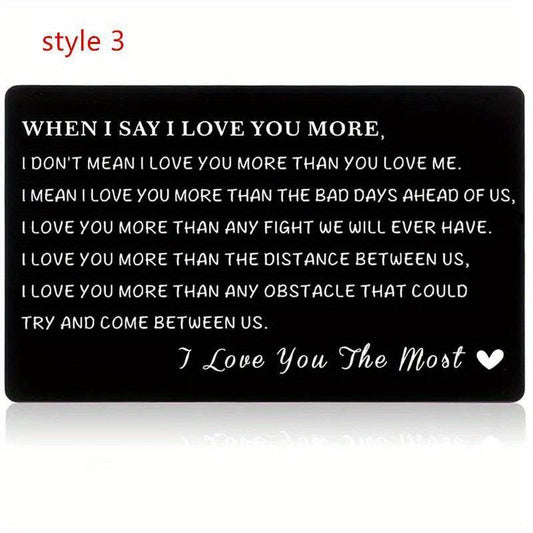 Engraved Aluminum Wallet Insert Card - Never Forget I Love You