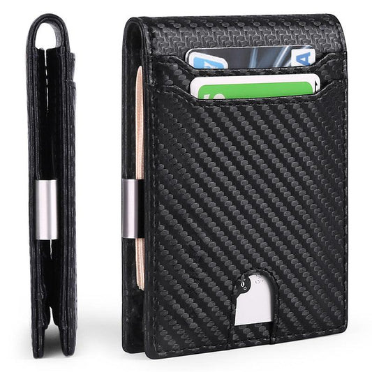 Men's Ultra thin Wallet Casual RFID Dollar Clip Leather Card Wallet