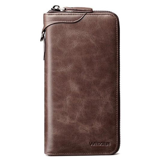 Vintage Leather Handbag Men Business Casual Single Zipper Envelope Bag