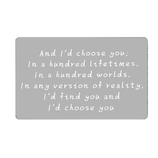 Romantic Lettering Aluminum Alloy Card - Choose Your Color