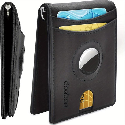 Men's Leather Credit Card Holder Bifold Wallet With Money Clip