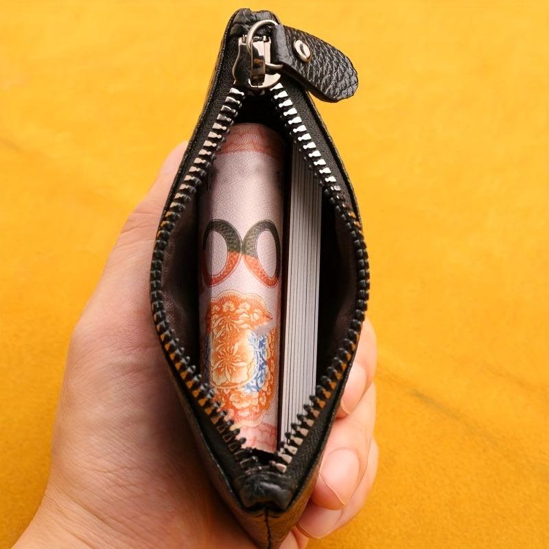 Leather Lychee Pattern Coin Purse Mini Wallet Zipper Key Case Bag
