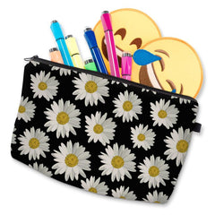 Daisy Pattern Cosmetic Bag Zipper Portable Makeup Bag
