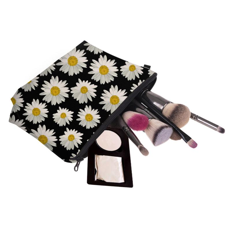 Daisy Pattern Cosmetic Bag Zipper Portable Makeup Bag