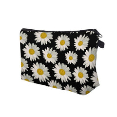 Daisy Pattern Cosmetic Bag Zipper Portable Makeup Bag