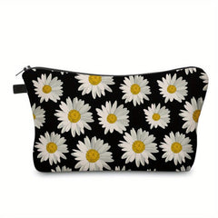 Daisy Pattern Cosmetic Bag Zipper Portable Makeup Bag