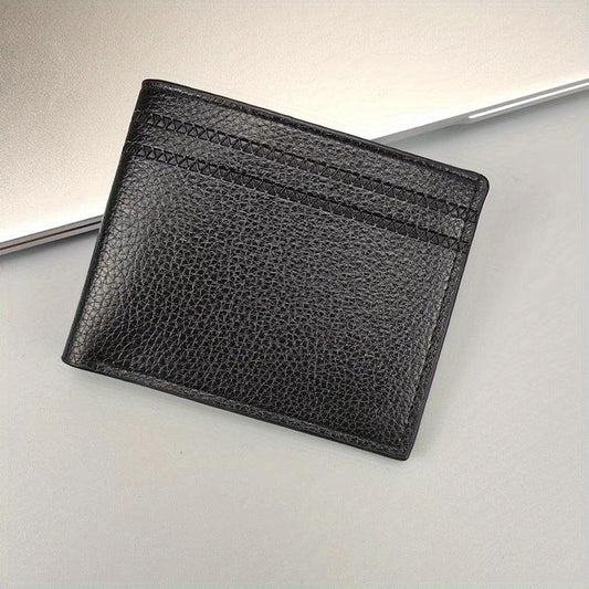 Men's Letter Graphic Small Wallet Leather Bifold