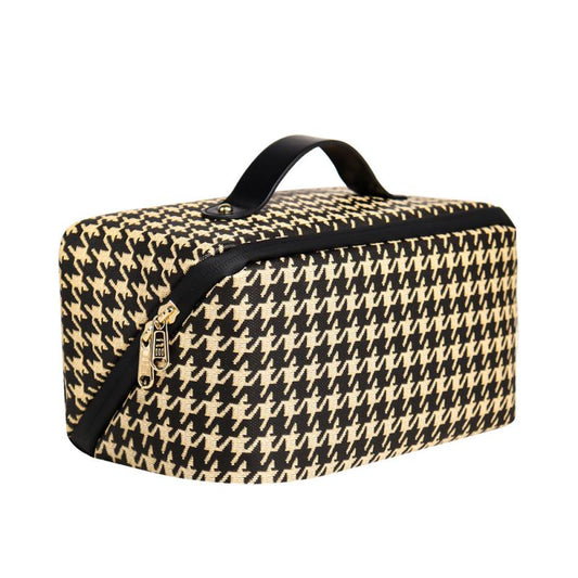 Stylish Houndstooth Pattern Cosmetic Handbag Zipper Makeup Bag