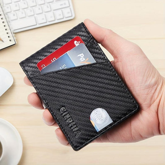 Carbon Fiber RFID Wallet for Men - Anti-theft Brush Bifold Credit Card Wallet