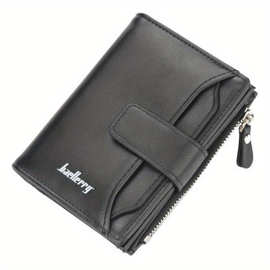 Baellerry18 Cards Men's Business Wallet Short PU Leather Buckle