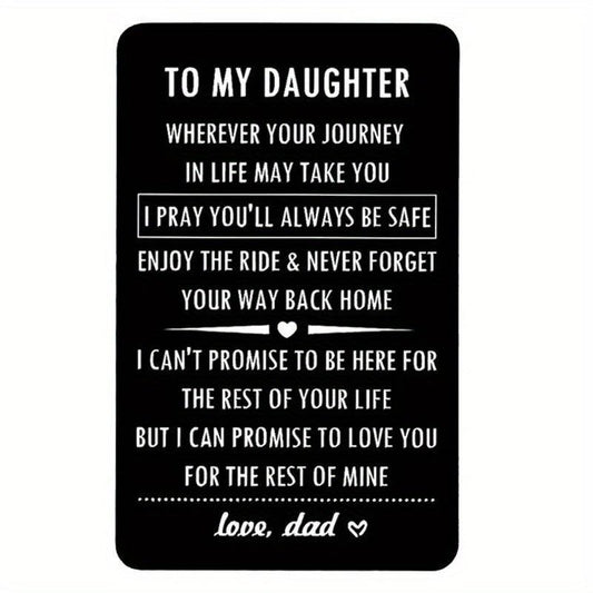Engraved Wallet Insert Card For Son Daughter From Dad Mom Birthday Gift