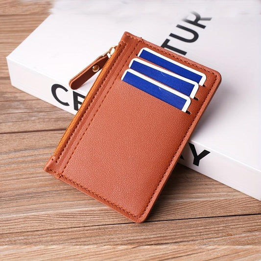 Men's Credit Card Holder Multiple Card Slots Zipper Business Coin Purse Key