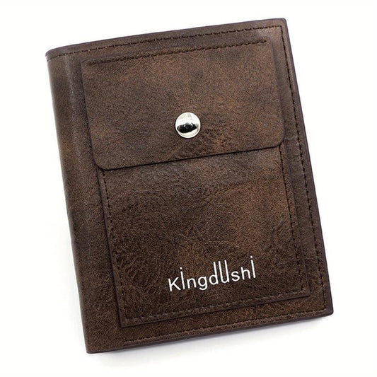 Men's Leather Tri Fold Wallet Money Clip Card Holder