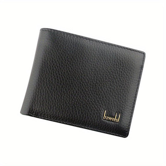 Men's Short Cowhide Business Leather Wallet