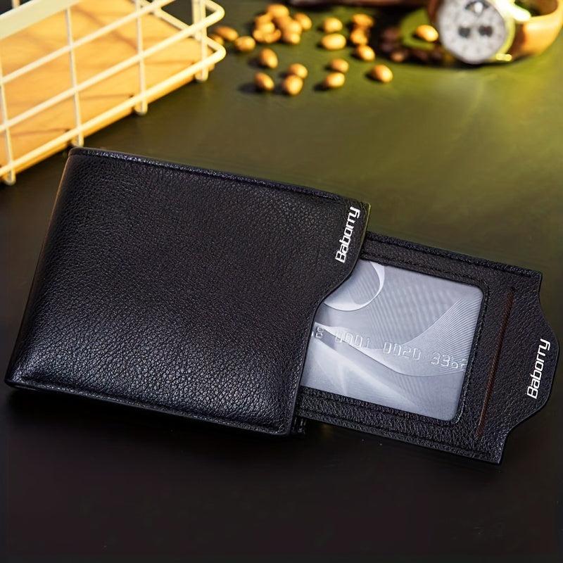 Men's Short Zip Leather Wallet with Money Clip
