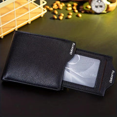 Men's Short Zip Leather Wallet with Money Clip