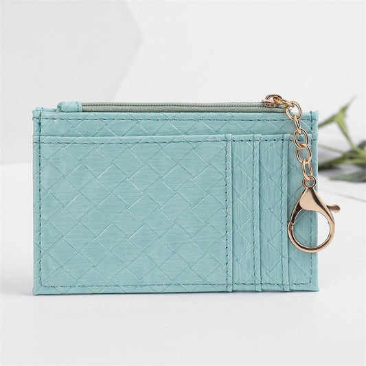 Men's Solid Woven Pattern Card Holder Wallet