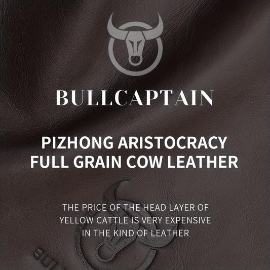 BULLCAPTAIN Leather Zipper Handbag Business Clutch Bag RFID Wallet Men's