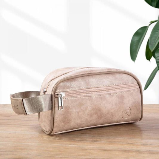 Men's Leather Toiletry Bag/Dopp Kit for Travel