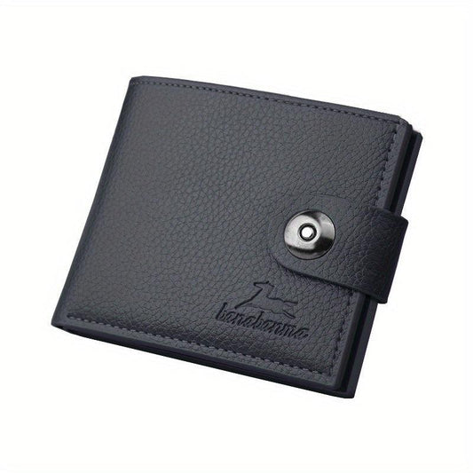 Men's Vintage Snap Button Horizontal Wallet