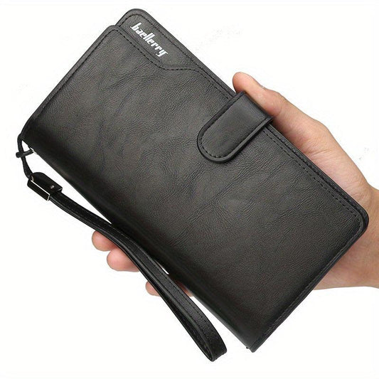 Men's Leather Trifold Wallet with Card Slots and Zipper Coin Purses