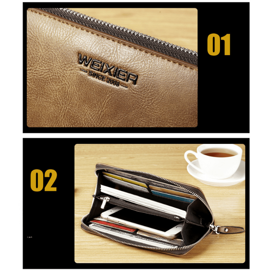 Men's Vintage PU Leather Business Long Wallet Clutch