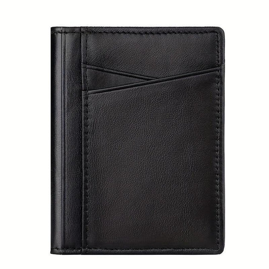 Men's Leather Card Holder with Multiple Card Slots and ID Holder