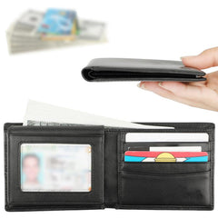 RFID Blocking Leather Bifold Wallet for Men with 2 ID Windows