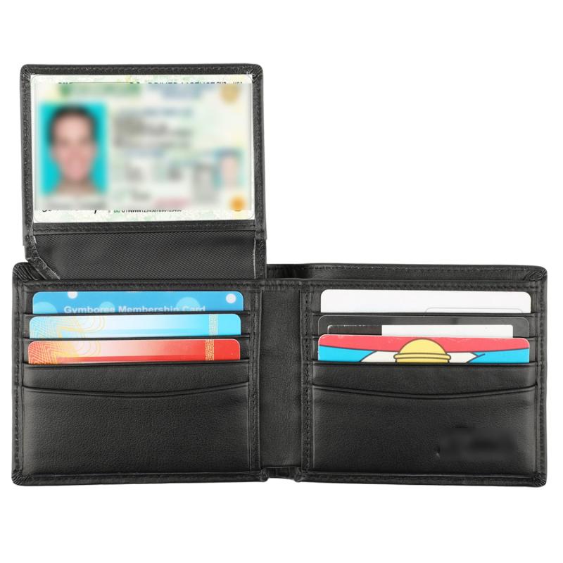 RFID Blocking Leather Bifold Wallet for Men with 2 ID Windows
