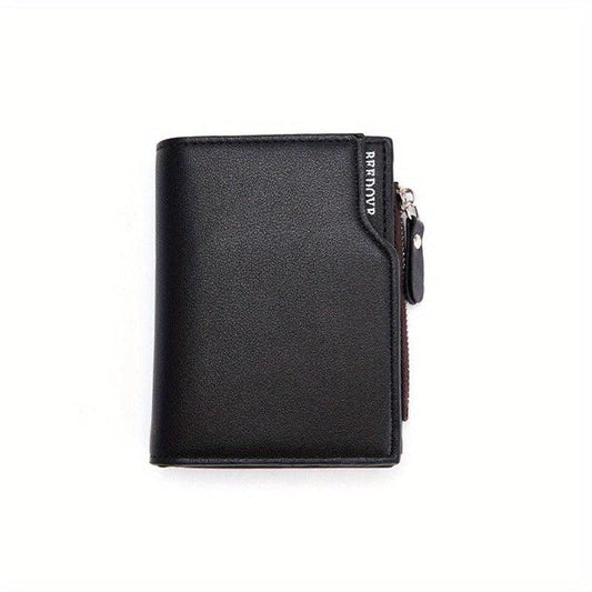 Men's PU Leather Wallet with Card Slots and Zipper Coin Purse