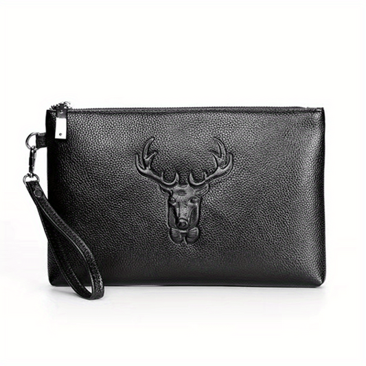 Men's Deer Pattern Handbag Large Capacity Clutch Bag