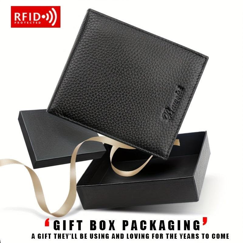 RFID Blocking Men's Leather Wallet with Coin Pouch