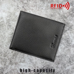 RFID Blocking Men's Leather Wallet with Coin Pouch