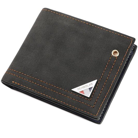 Men's Leather Short Wallet Money Clip Bifold card Holder Purse