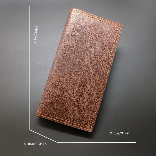 Men's Long Wallet Retro Style Brown Leather Wallet