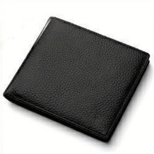 Men's Litchi Embossed Short Wallet Money Clip