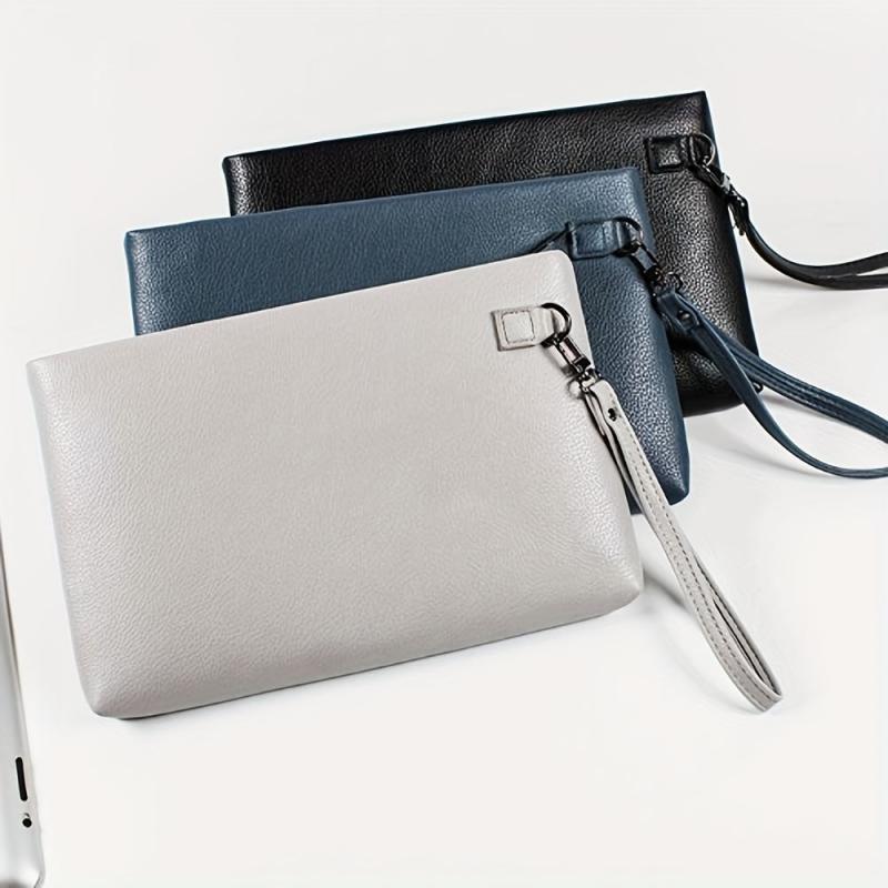 Men's Clutch Wallet Zipper Money Phone Coin Purse Leather Bag