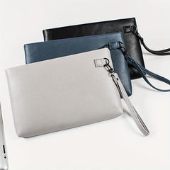 Men's Clutch Wallet Zipper Money Phone Coin Purse Leather Bag