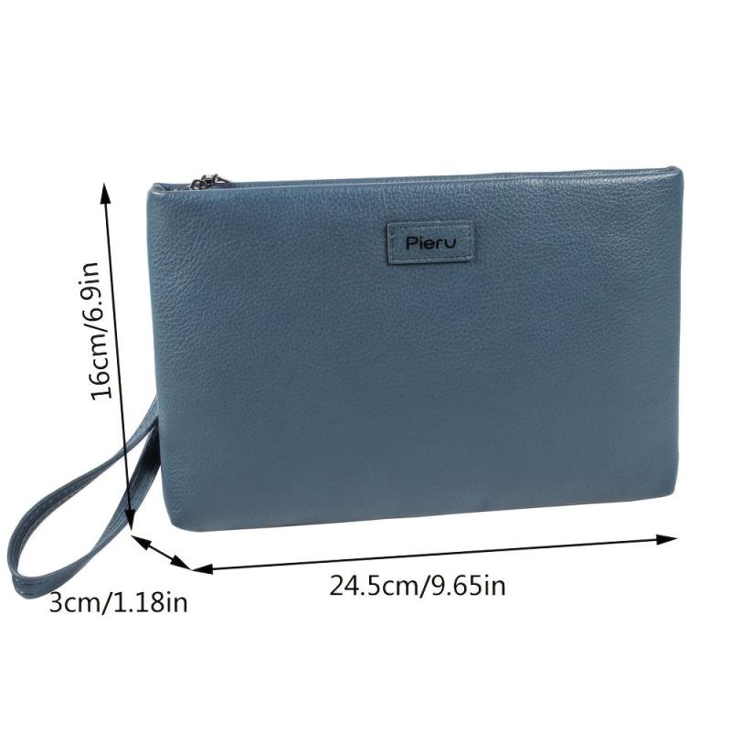 Men's Clutch Wallet Zipper Money Phone Coin Purse Leather Bag