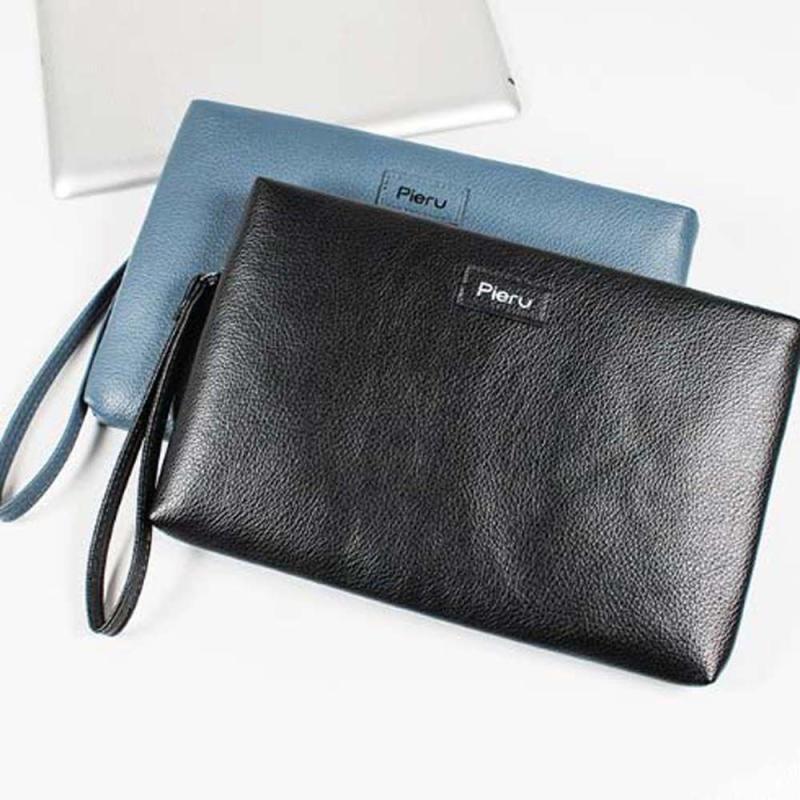 Men's Clutch Wallet Zipper Money Phone Coin Purse Leather Bag