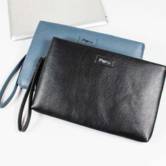 Men's Clutch Wallet Zipper Money Phone Coin Purse Leather Bag